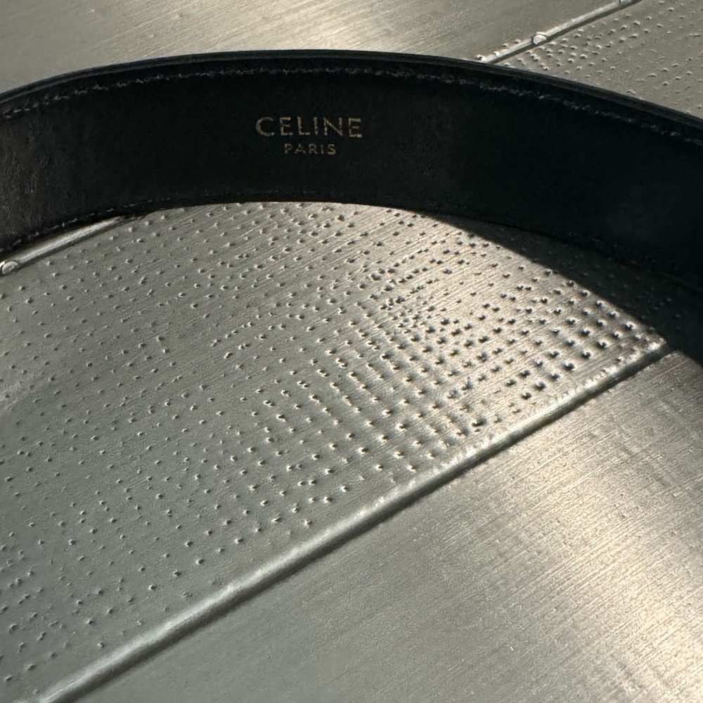 Celine black with gold triomphe belt 70cm